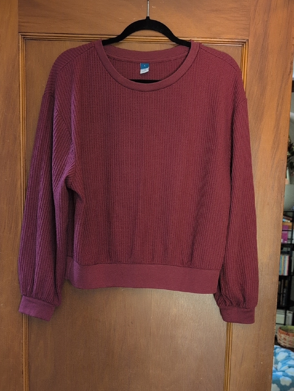 Old Navy Waffle Knit Crewneck in Berry